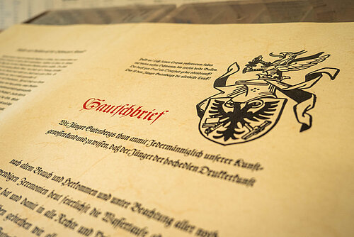 Gautschbrief tradtionell aussehendes Schriftstück der Drucker-Zunft